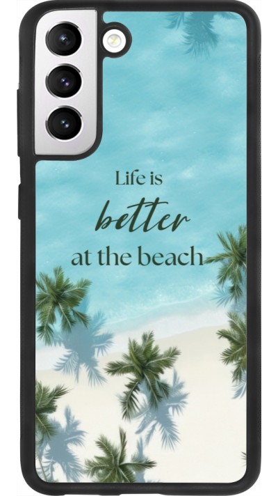 Coque Samsung Galaxy S21 FE 5G - Silicone rigide noir Summer 2025 Life is better at the beach