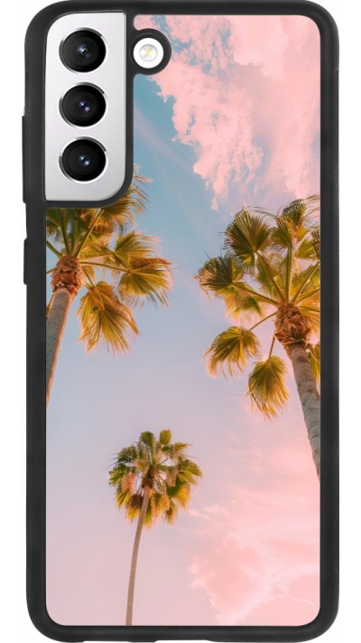 Coque Samsung Galaxy S21 FE 5G - Silicone rigide noir Summer 2025 Palmiers