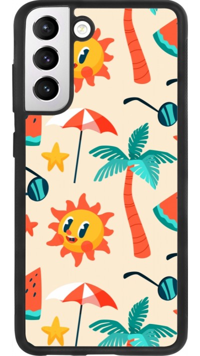 Coque Samsung Galaxy S21 FE 5G - Silicone rigide noir Summer 2025 Pattern soleil