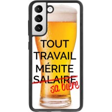 Coque Samsung Galaxy S21 FE 5G - Silicone rigide noir Tout travail mérite sa bière