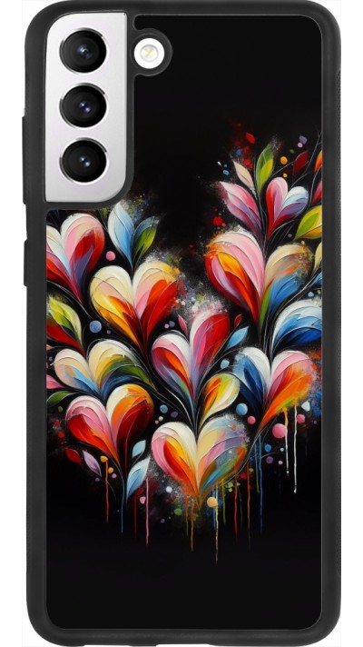 Coque Samsung Galaxy S21 FE 5G - Silicone rigide noir Valentine 2024 Coeur Noir Abstrait
