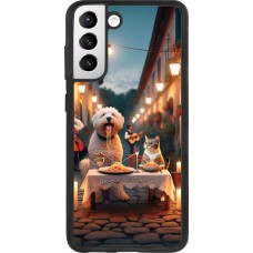 Coque Samsung Galaxy S21 FE 5G - Silicone rigide noir Valentine 2024 Dog & Cat Candlelight