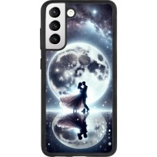 Coque Samsung Galaxy S21 FE 5G - Silicone rigide noir Valentine 2024 Love under the moon