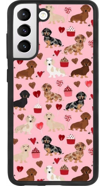 Coque Samsung Galaxy S21 FE 5G - Silicone rigide noir Valentine 2024 puppy love