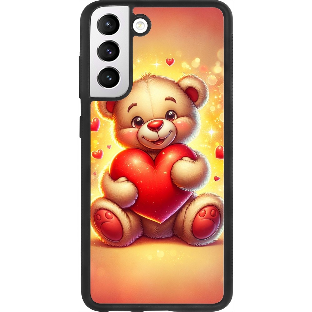 Coque Samsung Galaxy S21 FE 5G - Silicone rigide noir Valentine 2024 Teddy love