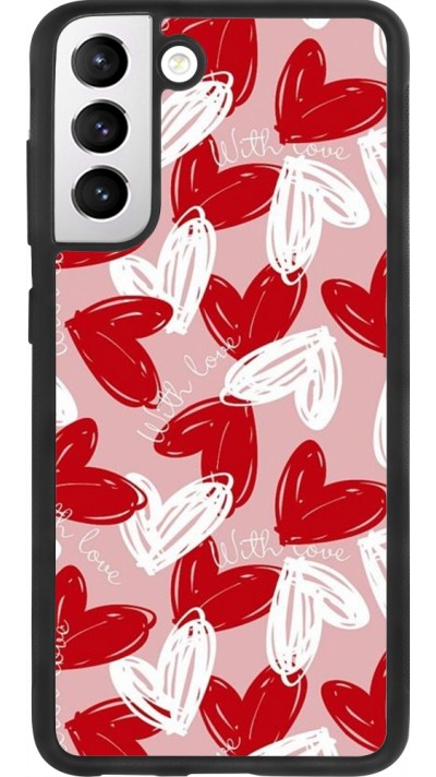 Coque Samsung Galaxy S21 FE 5G - Silicone rigide noir Valentine 2024 with love heart