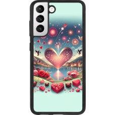 Coque Samsung Galaxy S21 FE 5G - Silicone rigide noir Valentine 2025 Chic