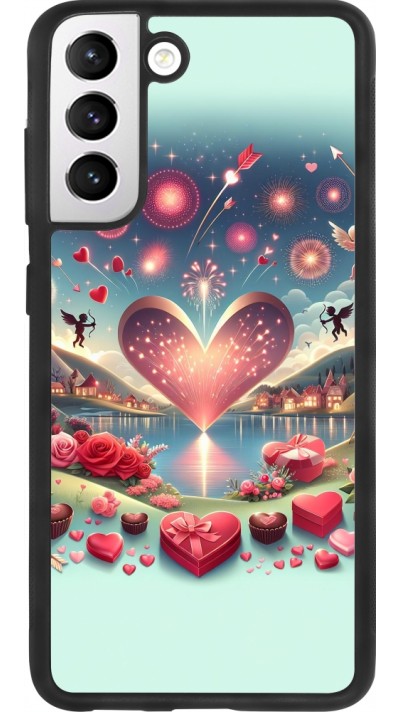 Coque Samsung Galaxy S21 FE 5G - Silicone rigide noir Valentine 2025 Chic