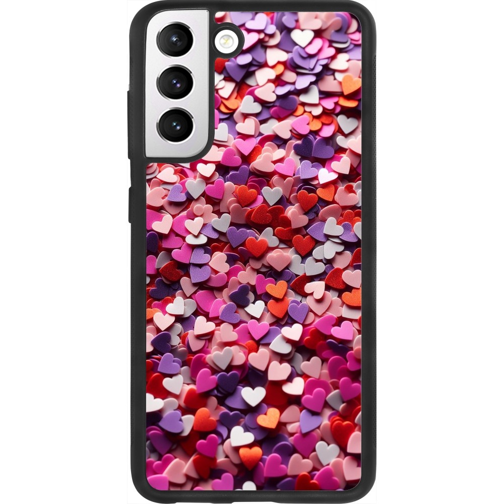 Coque Samsung Galaxy S21 FE 5G - Silicone rigide noir Valentine 2025 Confetti