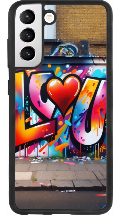 Coque Samsung Galaxy S21 FE 5G - Silicone rigide noir Valentine 2025 Love U Tag