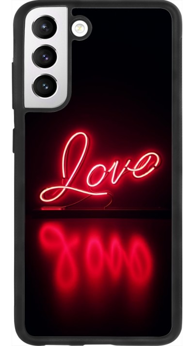 Coque Samsung Galaxy S21 FE 5G - Silicone rigide noir Valentine 2025 Neon Love