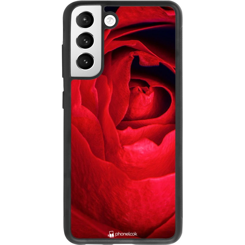 Coque Samsung Galaxy S21 FE 5G - Silicone rigide noir Valentine 2022 Rose