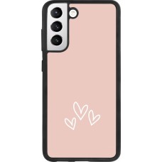 Coque Samsung Galaxy S21 FE 5G - Silicone rigide noir Valentine 2023 three minimalist hearts