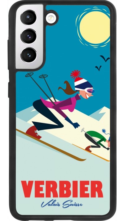 Samsung Galaxy S21 FE 5G Case Hülle - Silikon schwarz Verbier Ski Downhill
