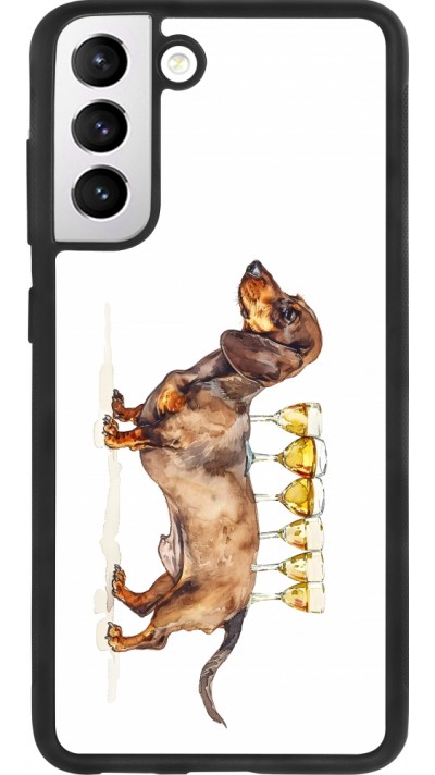 Coque Samsung Galaxy S21 FE 5G - Silicone rigide noir Wine Teckel