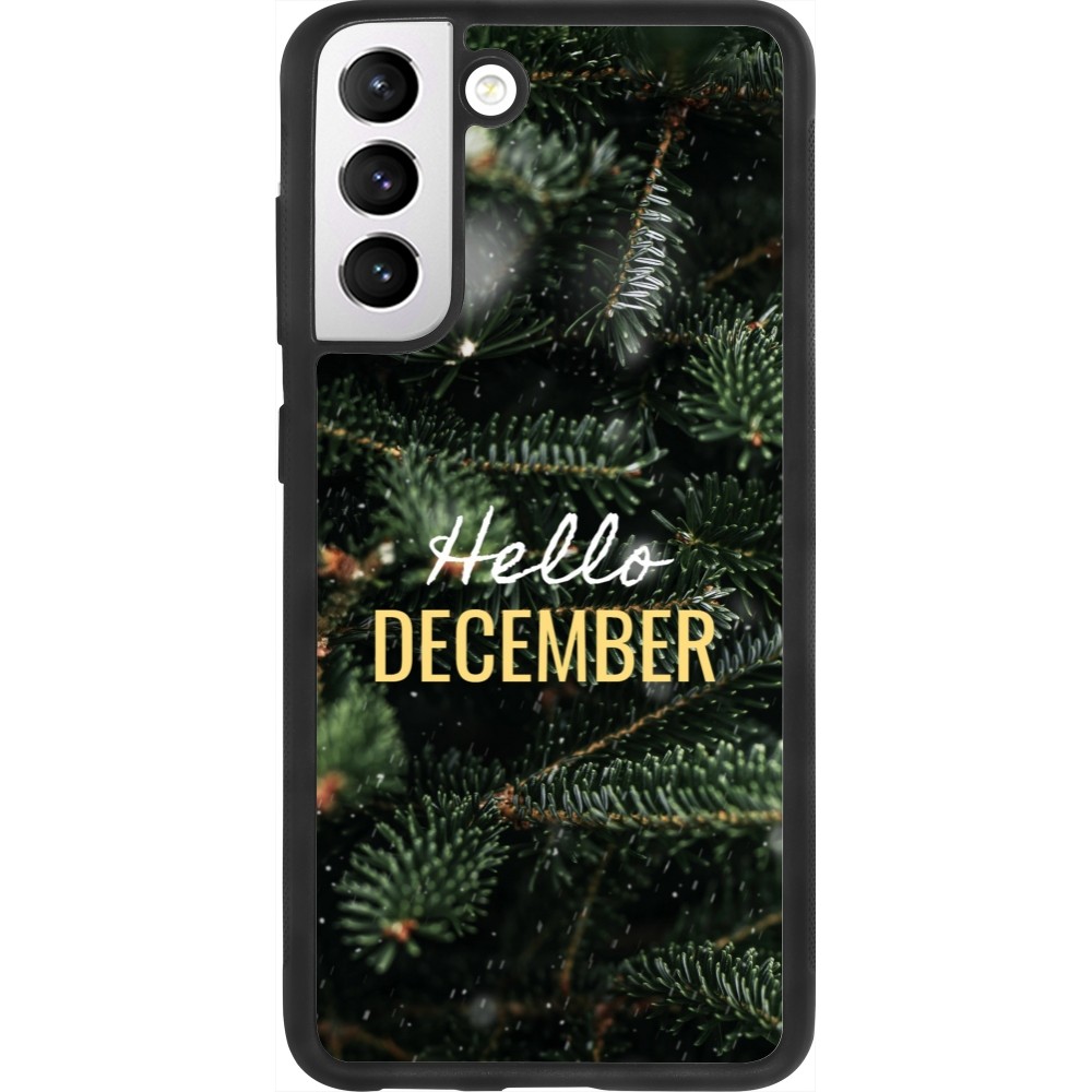 Coque Samsung Galaxy S21 FE 5G - Silicone rigide noir Winter 25 Winter hello december