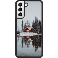 Coque Samsung Galaxy S21 FE 5G - Silicone rigide noir Winter 25 Winter house forest afternoon