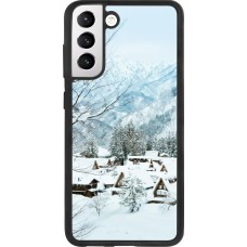 Coque Samsung Galaxy S21 FE 5G - Silicone rigide noir Winter 25 Winter snowy landscape