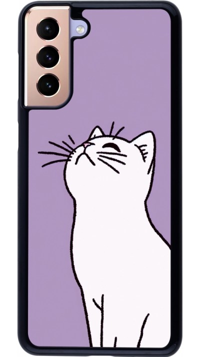Coque Samsung Galaxy S21+ 5G - Chat sur fond violet