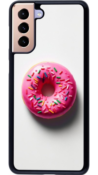 Coque Samsung Galaxy S21+ 5G - Weißer Hintergrund, pinker Donut