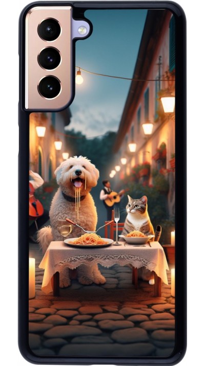 Coque Samsung Galaxy S21+ 5G - Valentine 2024 Dog & Cat Candlelight