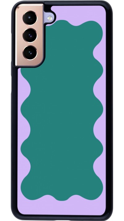 Coque Samsung Galaxy S21+ 5G - Wavy Rectangle Green Purple