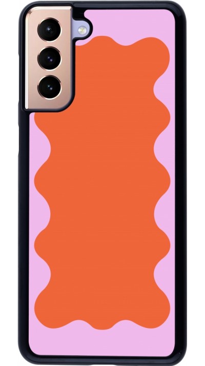 Coque Samsung Galaxy S21+ 5G - Wavy Rectangle Orange Pink