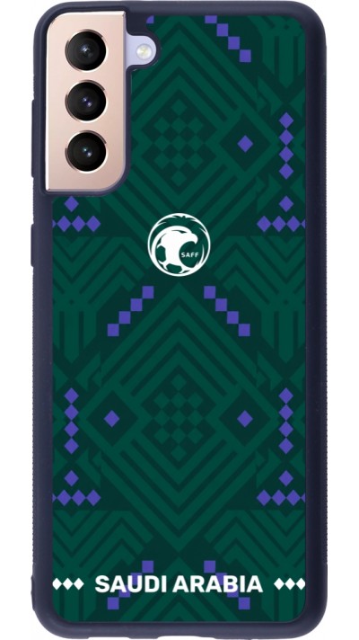 Coque Samsung Galaxy S21+ 5G - Silicone rigide noir Maillot de football Arabie saoudite 2026 personnalisable