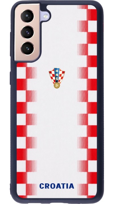 Coque Samsung Galaxy S21+ 5G - Silicone rigide noir Maillot de football Croatie 2026 personnalisable