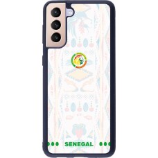 Coque Samsung Galaxy S21+ 5G - Silicone rigide noir Maillot de football Sénégal 2026 personnalisable