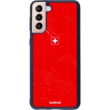 Coque Samsung Galaxy S21+ 5G - Silicone rigide noir Maillot de football Suisse 2026 personnalisable