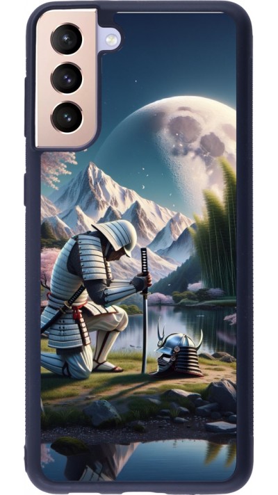 Coque Samsung Galaxy S21+ 5G - Silicone rigide noir Samurai Katana Lune