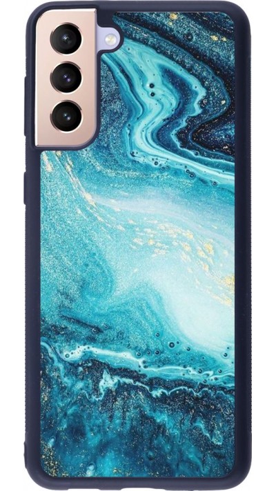 Coque Samsung Galaxy S21+ 5G - Silicone rigide noir Sea Foam Blue