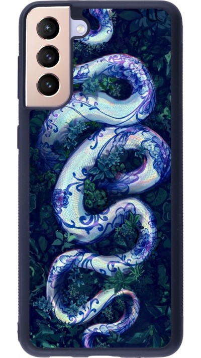 Coque Samsung Galaxy S21+ 5G - Silicone rigide noir Serpent Blue Anaconda