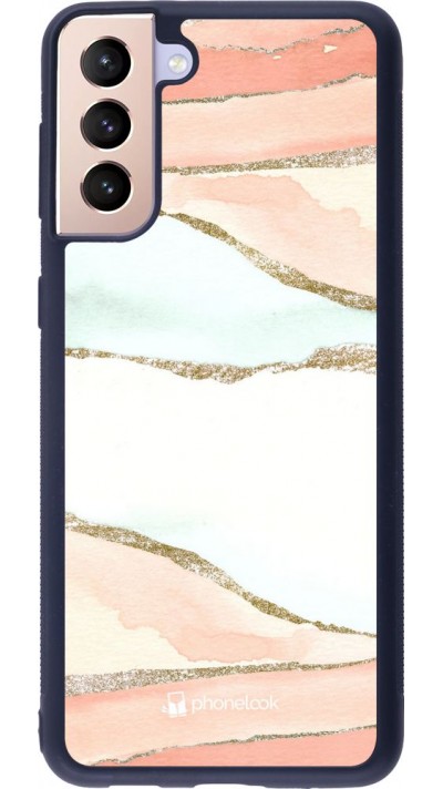 Coque Samsung Galaxy S21+ 5G - Silicone rigide noir Shimmering Orange