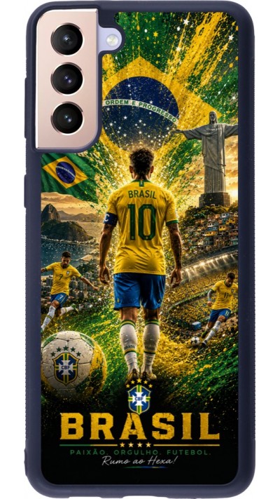 Samsung Galaxy S21+ 5G Case Hülle - Silikon schwarz Fussball Brasilien splash 2026