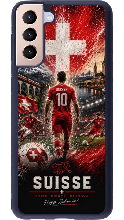 Samsung Galaxy S21+ 5G Case Hülle - Silikon schwarz Fussball Suisse splash 2026