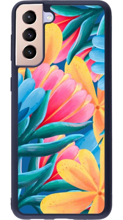 Coque Samsung Galaxy S21+ 5G - Silicone rigide noir Spring 23 colorful flowers