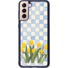Coque Samsung Galaxy S21+ 5G - Silicone rigide noir Blue vichy tulips Spring 2026