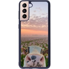 Coque Samsung Galaxy S21+ 5G - Silicone rigide noir Cow with tulips Spring 2026