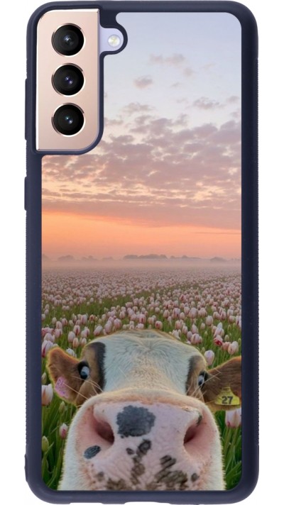 Samsung Galaxy S21+ 5G Case Hülle - Silikon schwarz Cow with tulips Spring 2026