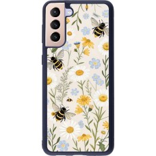 Coque Samsung Galaxy S21+ 5G - Silicone rigide noir Pattern bees Spring 2026