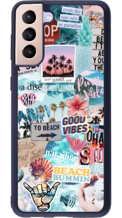 Coque Samsung Galaxy S21+ 5G - Silicone rigide noir Summer 20 collage