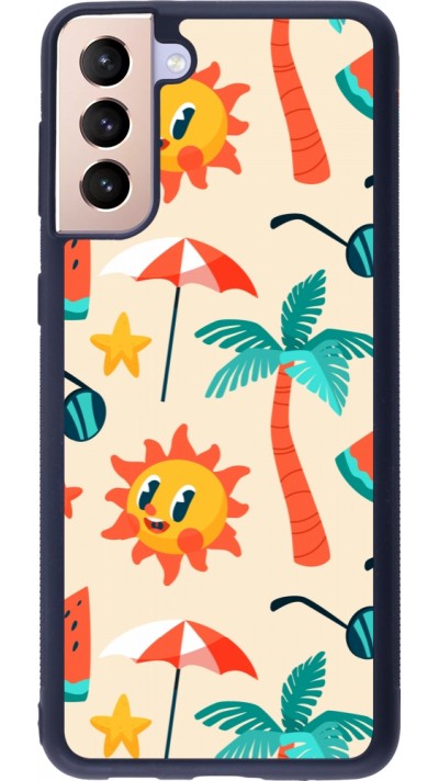 Coque Samsung Galaxy S21+ 5G - Silicone rigide noir Summer 2025 Pattern soleil