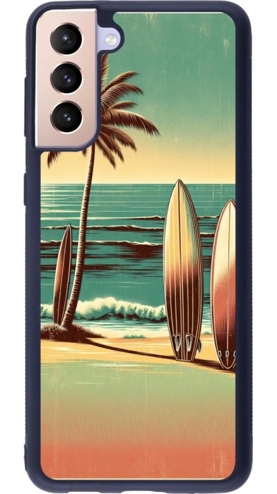 Coque Samsung Galaxy S21+ 5G - Silicone rigide noir Surf Paradise