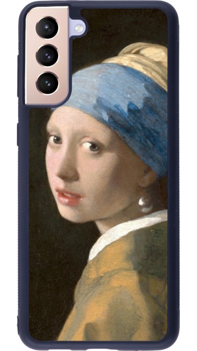 Coque Samsung Galaxy S21+ 5G - Silicone rigide noir Tableau art - La Jeune fille à la perle - Johannes Vermeer