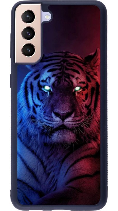 Coque Samsung Galaxy S21+ 5G - Silicone rigide noir Tiger Blue Red