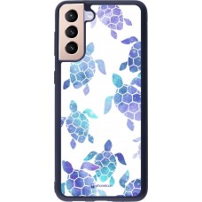 Coque Samsung Galaxy S21+ 5G - Silicone rigide noir Turtles pattern watercolor