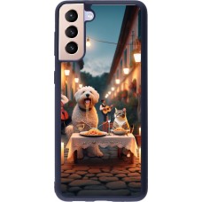 Coque Samsung Galaxy S21+ 5G - Silicone rigide noir Valentine 2024 Dog & Cat Candlelight