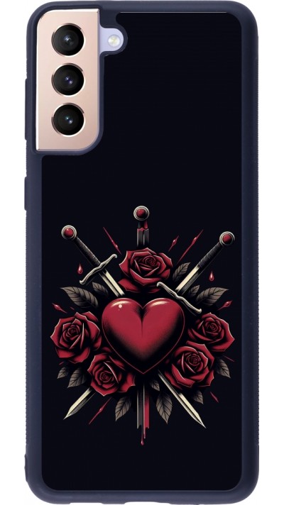 Coque Samsung Galaxy S21+ 5G - Silicone rigide noir Valentine 2024 gothic love